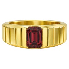 Garnet solitaire ring for men silver, gold