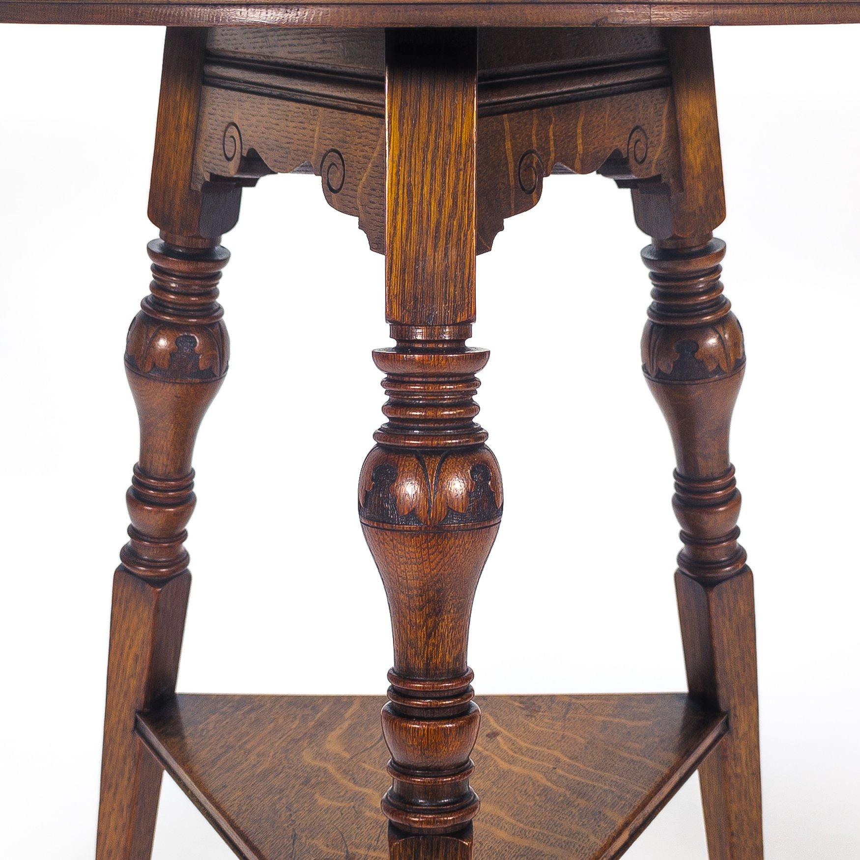 Garnet & Sons of Warrington. Aesthetic Movement Oak Side or Cricket Table For Sale 7