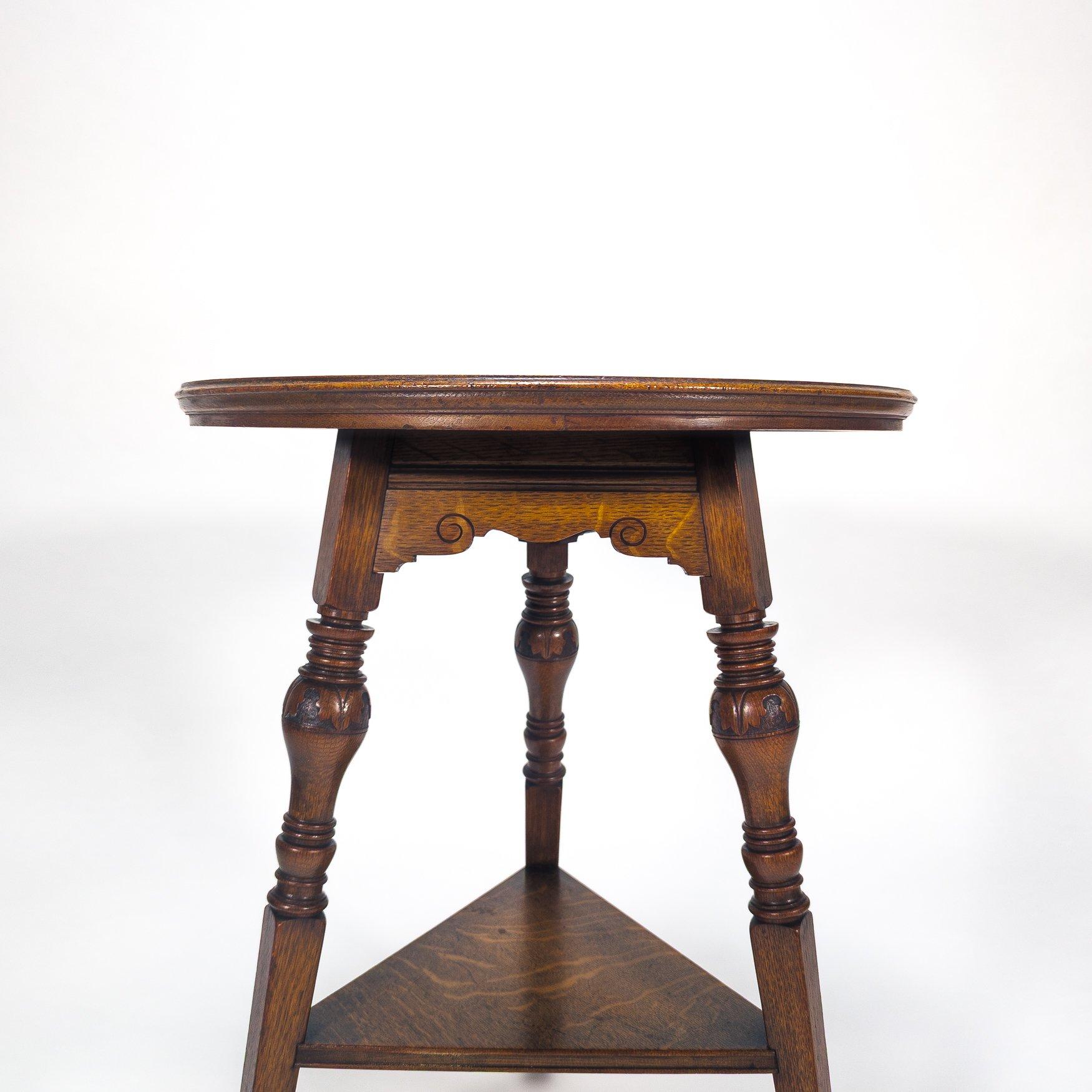 British Garnet & Sons of Warrington. Aesthetic Movement Oak Side or Cricket Table For Sale