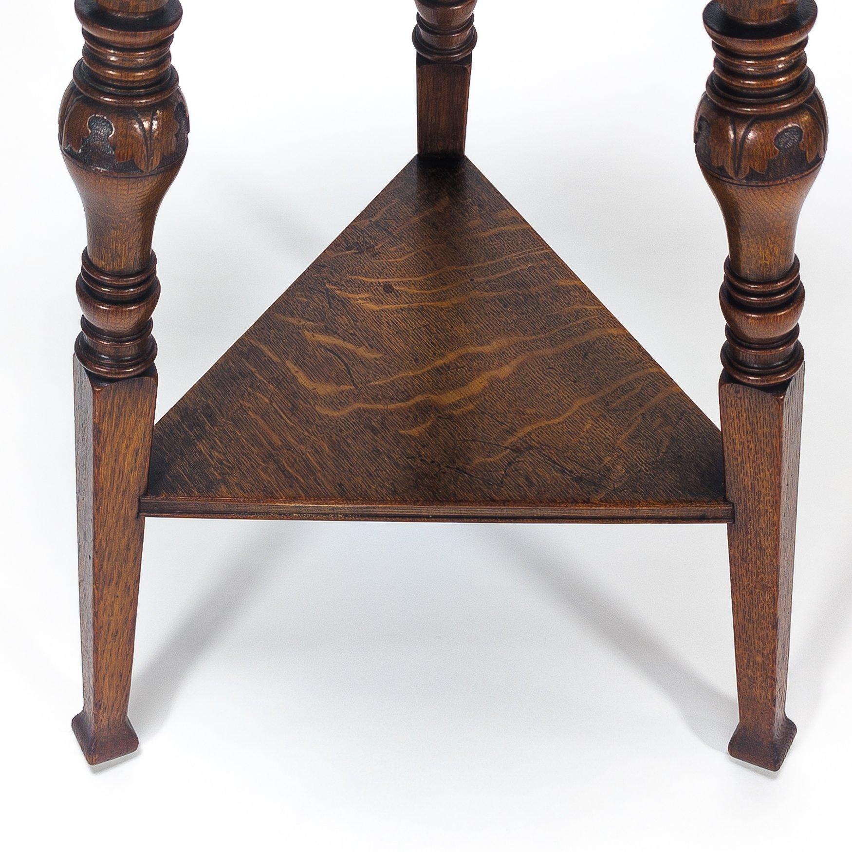 Garnet & Sons of Warrington. Aesthetic Movement Oak Side or Cricket Table In Good Condition For Sale In London, GB