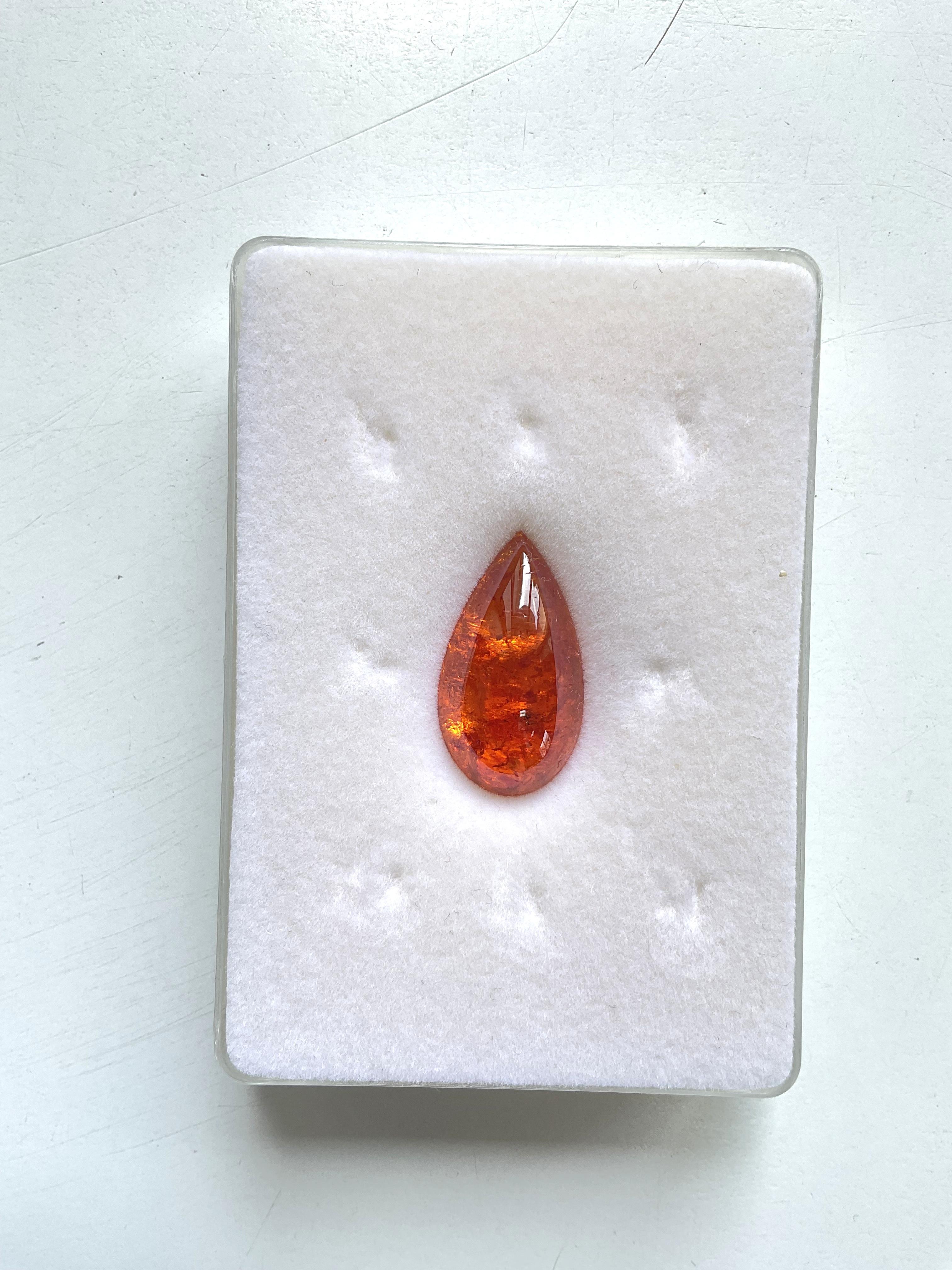 Garnet Spessartine 33.95 Carats Pear 1 Pieces For Fine Jewelry Natural Gemstone Art Decó en venta
