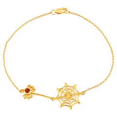 Pulsera «Araña de granate», 0,1 quilates, plata chapada en oro