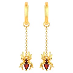 Garnet Spider Earrings 0.56 Carats Gold Plated Silver