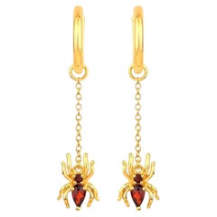 Garnet Spider Earrings 0.56 Carats Gold Plated Silver