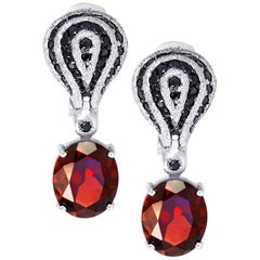 Garnet Spinel Gold Drop Textured Earrings One of a Kind