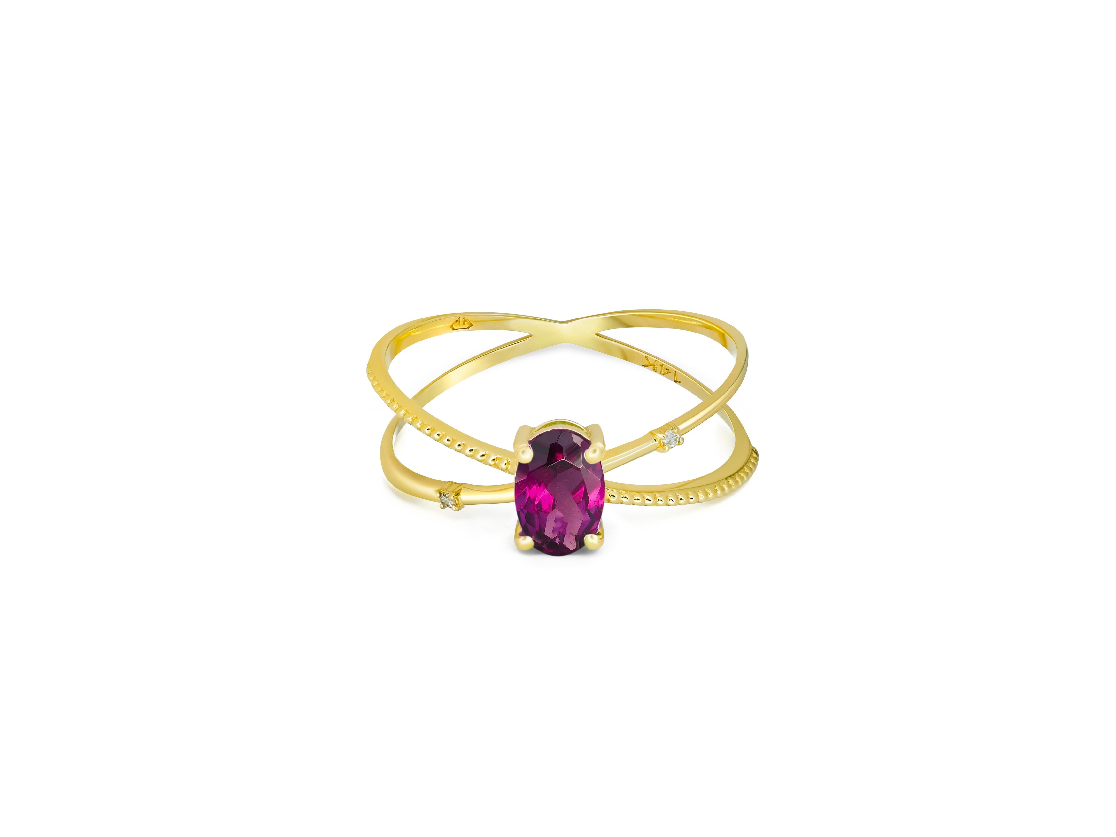 For Sale:  Garnet Spiral Ring, Oval Garnet Ring, Garnet Gold Ring 2