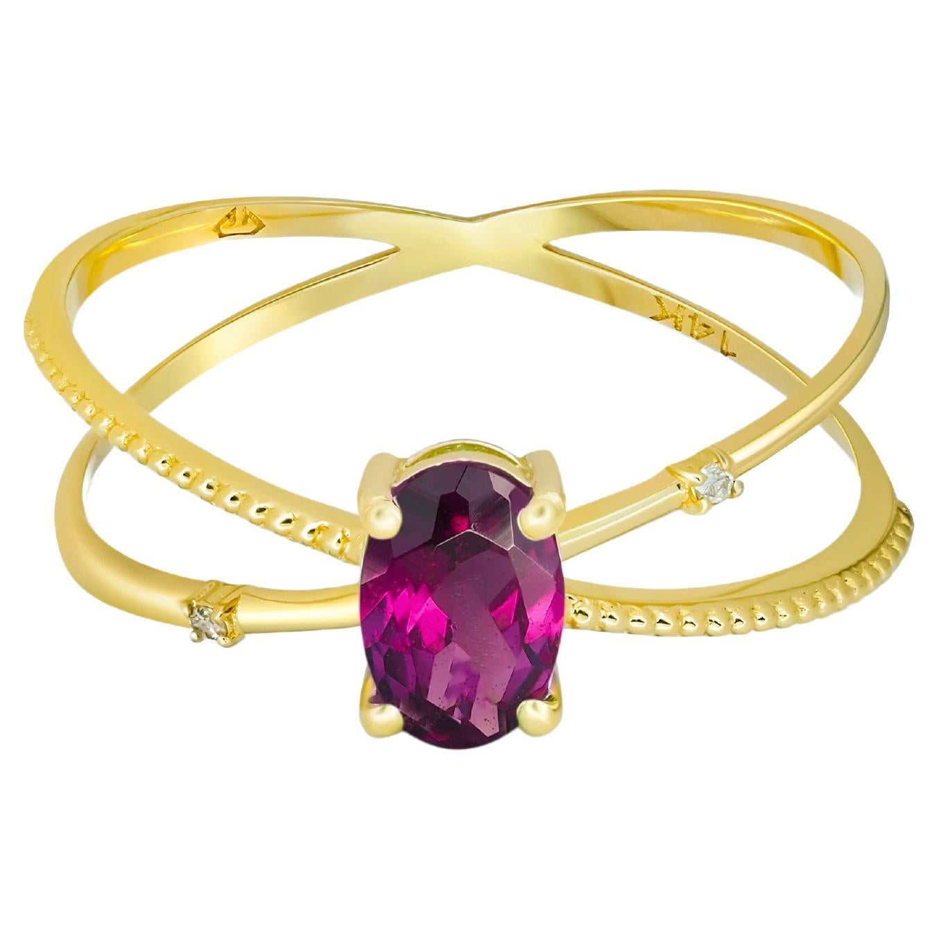 For Sale:  Garnet Spiral Ring, Oval Garnet Ring, Garnet Gold Ring
