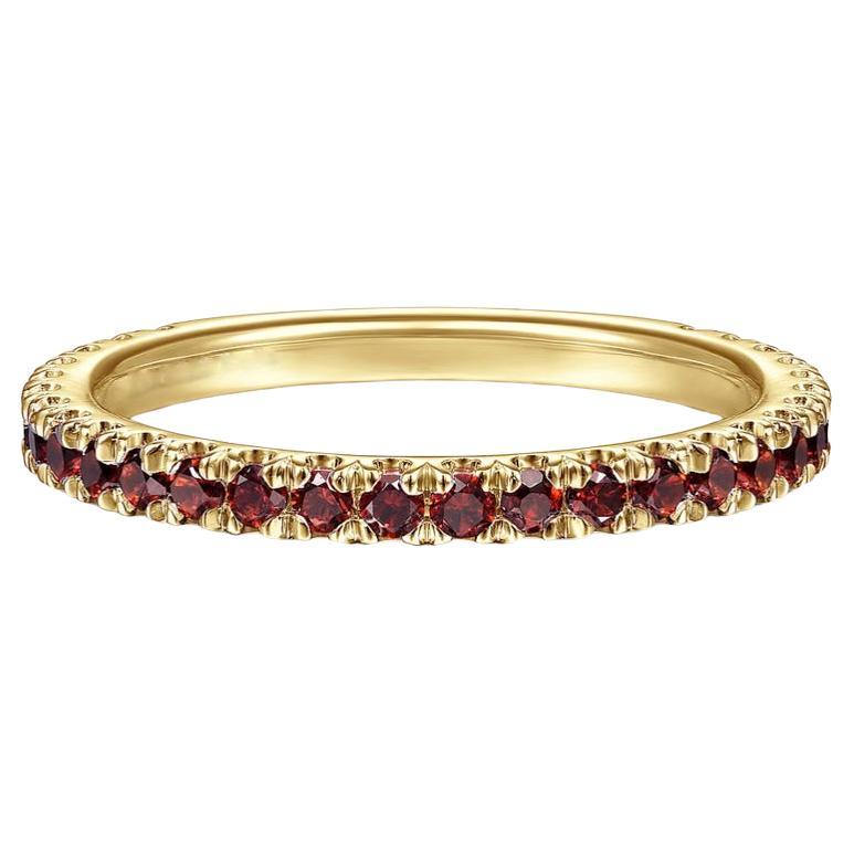 Garnet Stackable 2mm Band 14K Gold January Birthstone Stack Ring LR50889