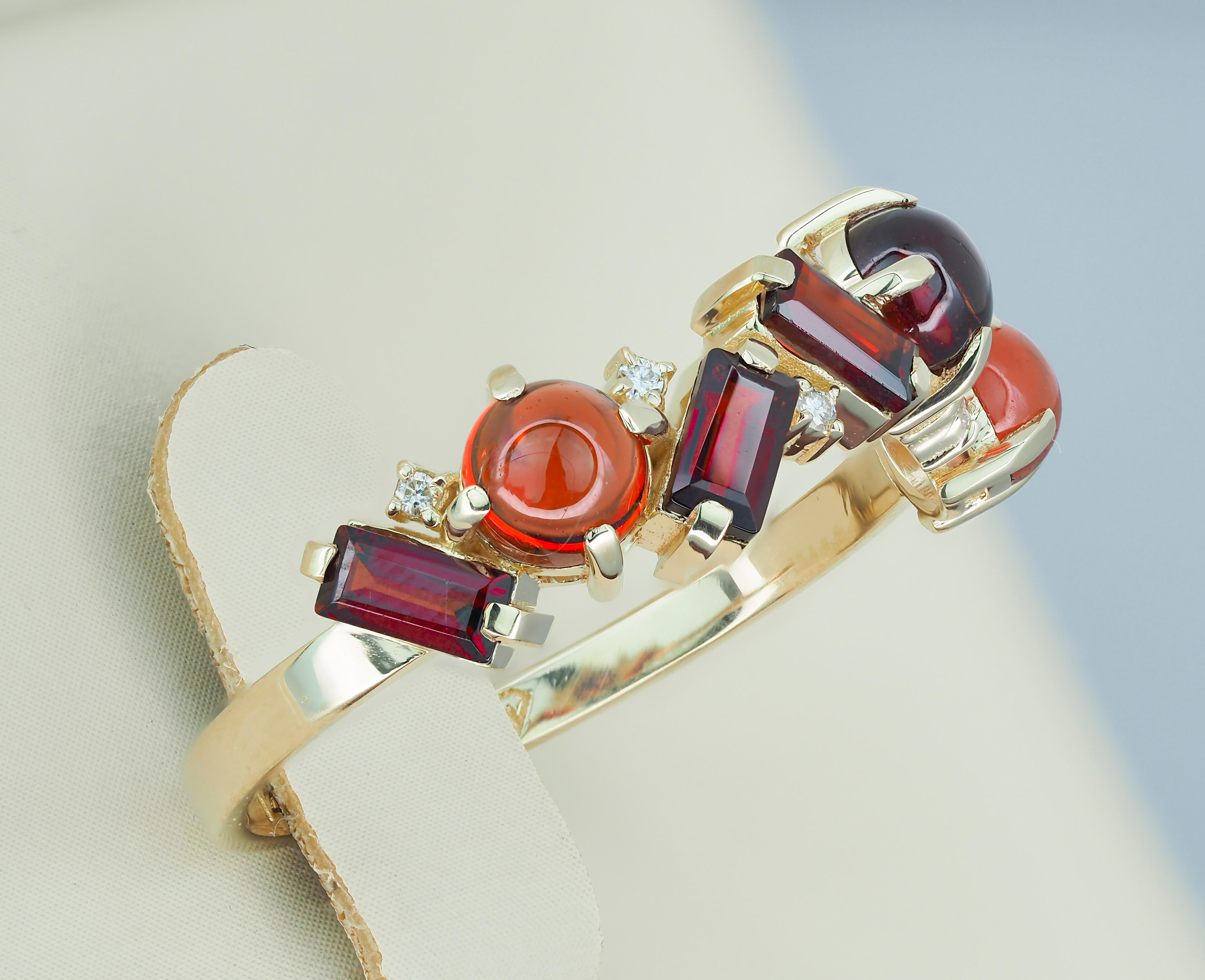Garnet stacking 14k gold ring.  In New Condition In Istanbul, TR