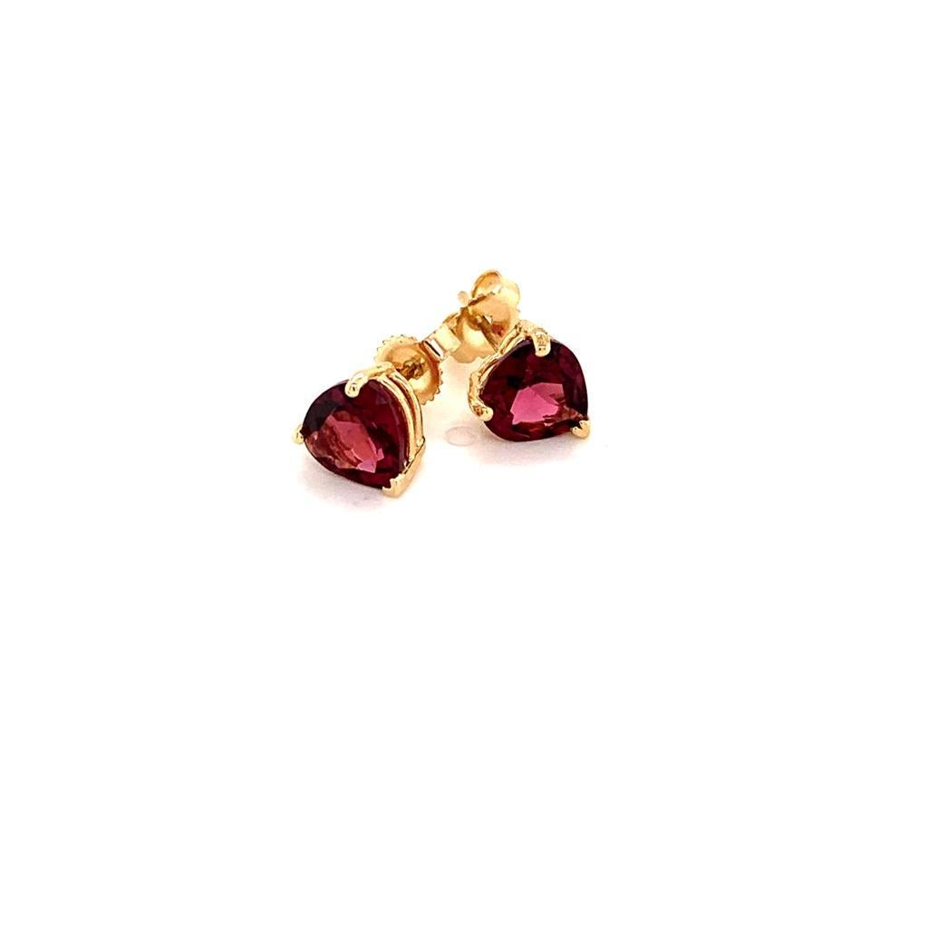 Garnet Stud Earrings 14k Gold Women Beautiful Certified 1