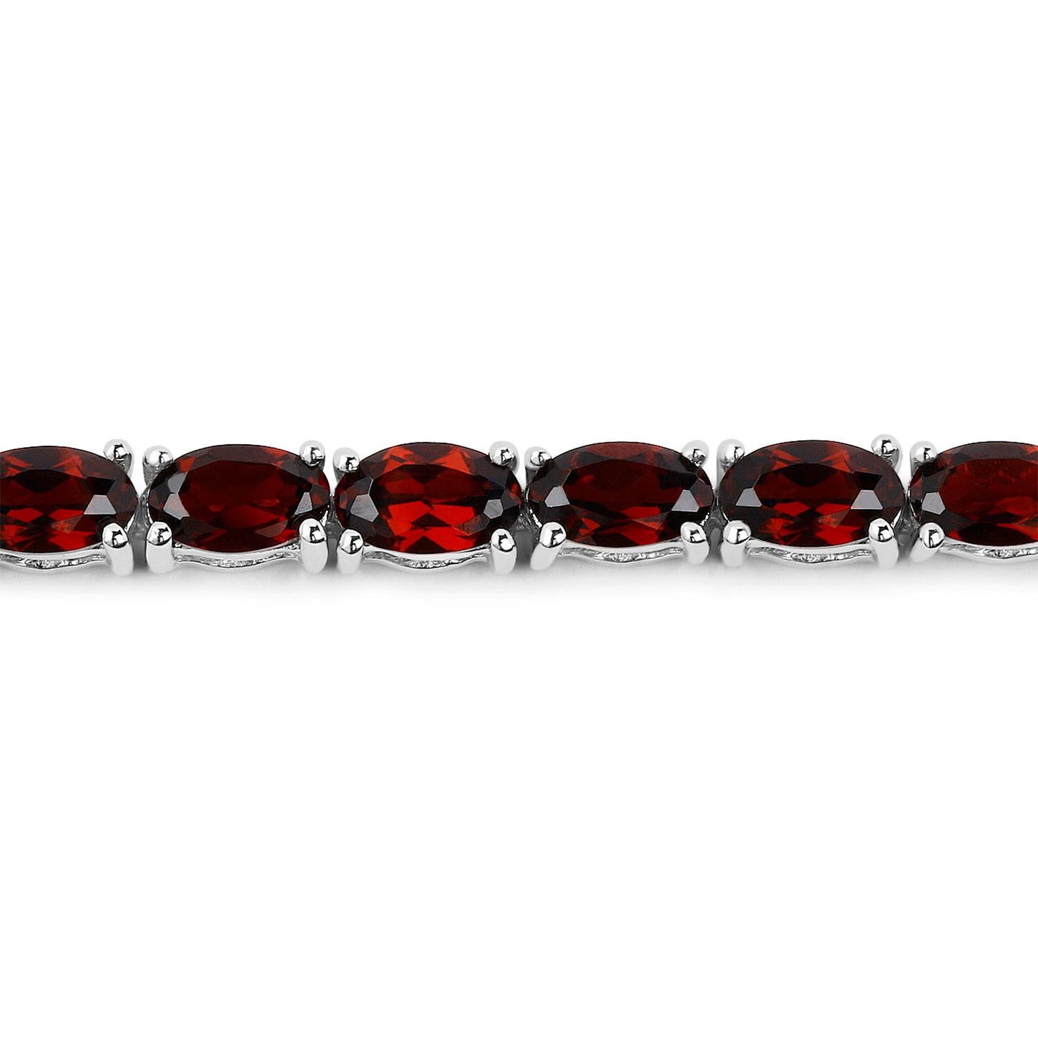 Pulsera de Tenis Granate 10 Quilates Chapada en Oro Blanco 18K Plata Contemporáneo en venta