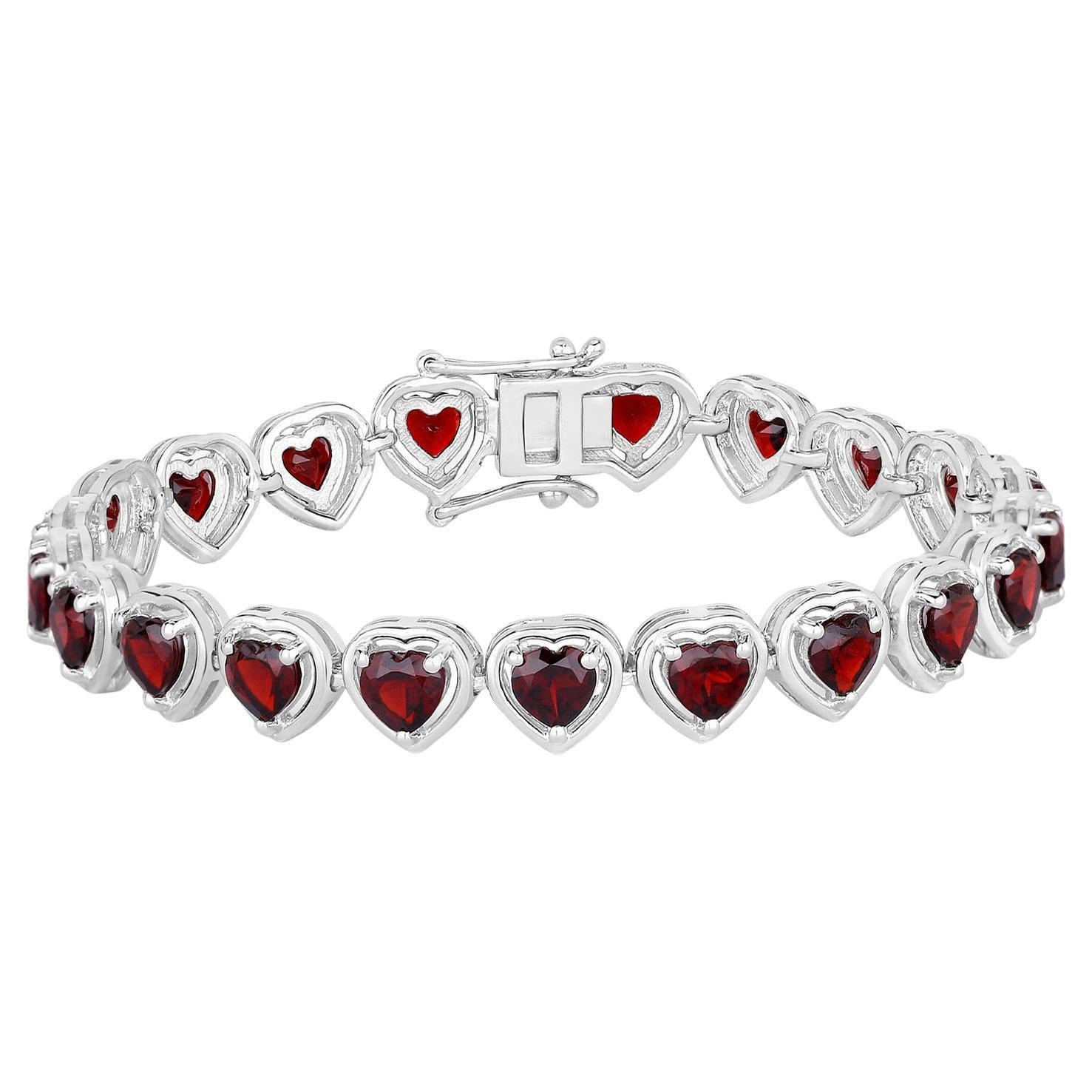 Pulsera de tenis granate 10,4 quilates Plata rodiada