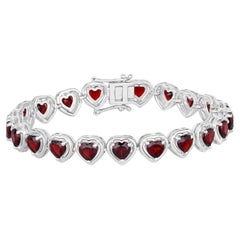 Garnet Tennis Bracelet 10.4 Carats Rhodium Plated Silver Garnet Tennis Bracelet 10.4 Carats Rhodium Plated Silver