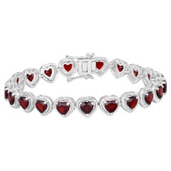 Pulsera de tenis granate 10,4 quilates Plata rodiada