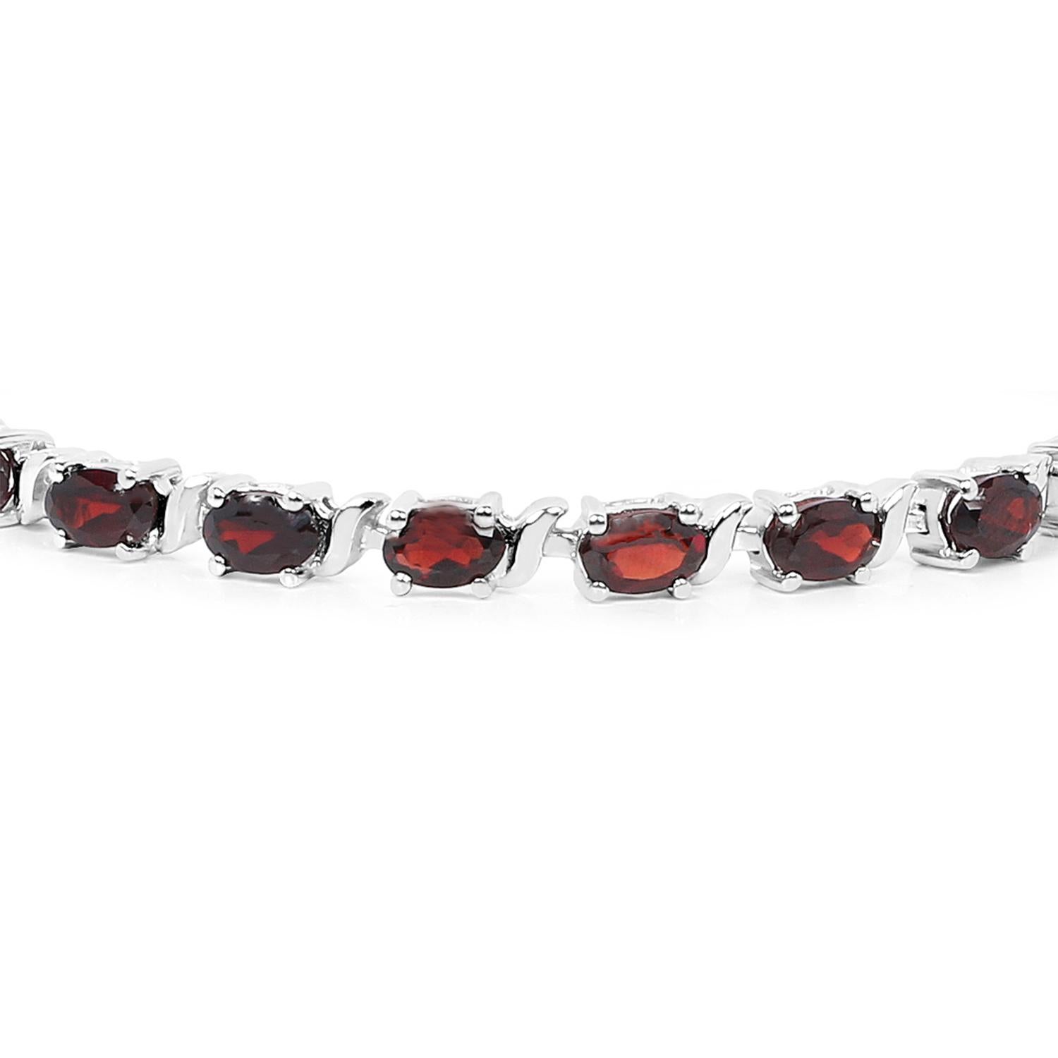 Contemporain Bracelet de tennis en grenat 12.20 Carats 14K plaqué or blanc Silver en vente