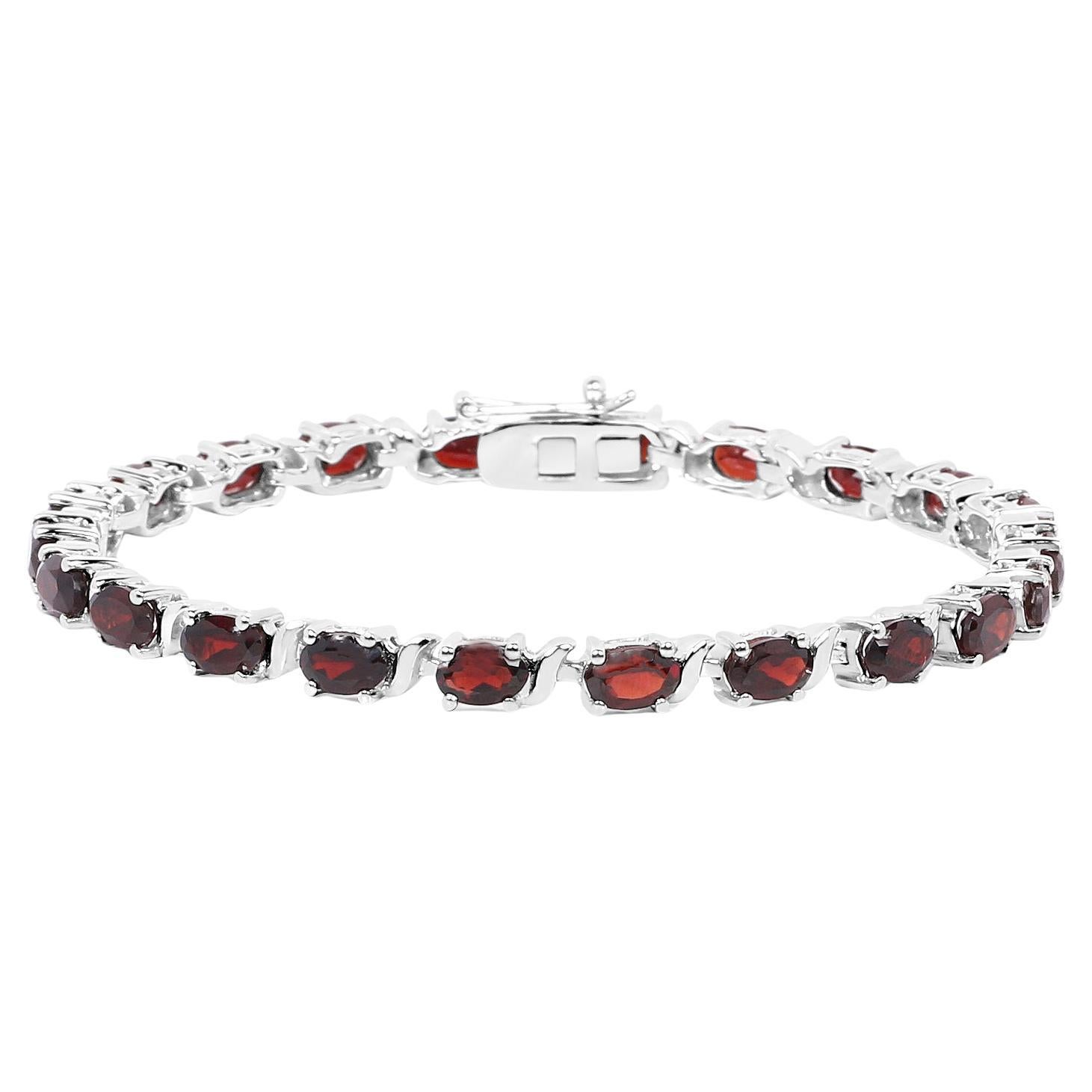 Pulsera de tenis granate 12,20 quilates Plata chapada en oro blanco de 14 quilates