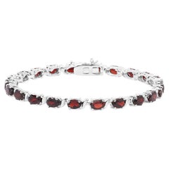 Bracelet de tennis en grenat 12.20 Carats 14K plaqué or blanc Silver