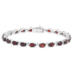 Pulsera de tenis granate 12,20 quilates Plata chapada en oro blanco de 14 quilates
