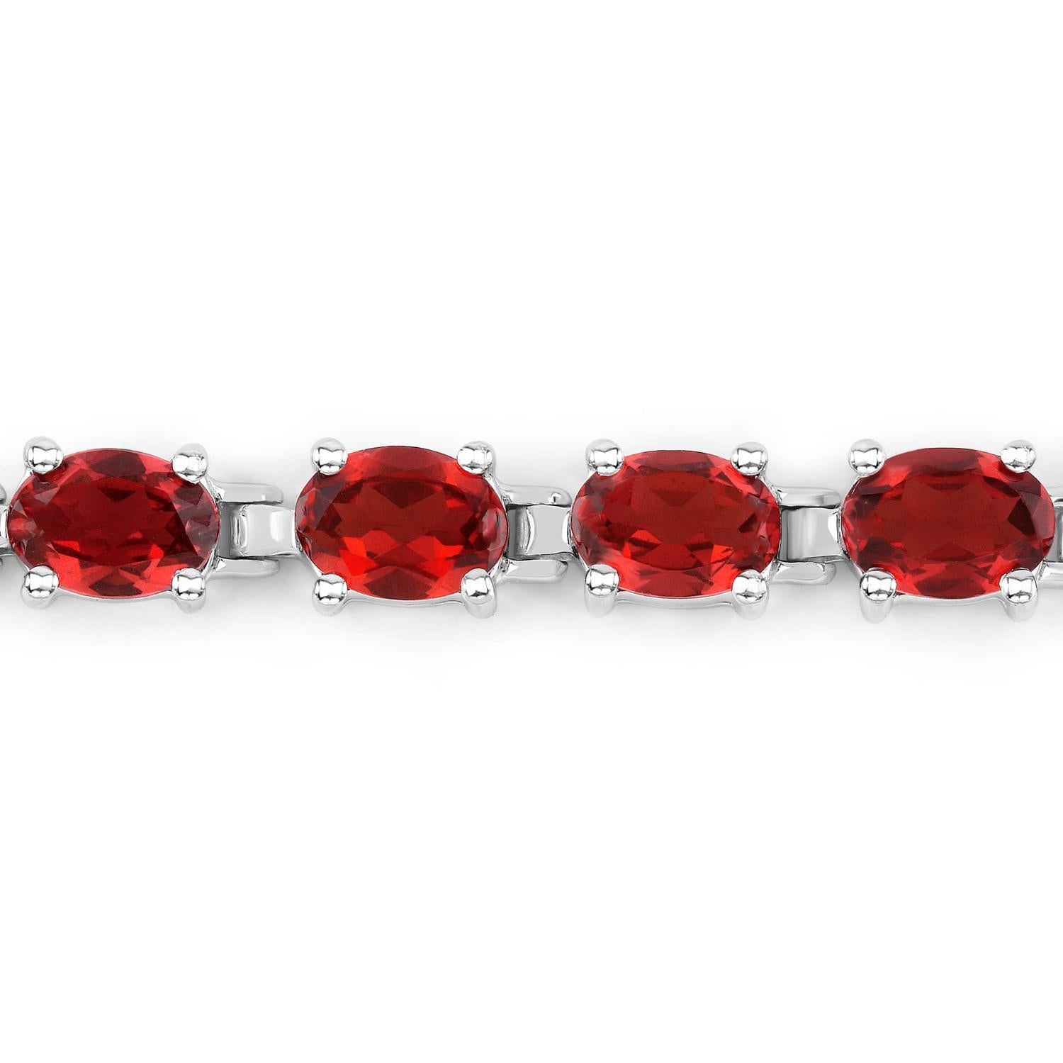 Garnet Tennis Bracelet 15.2 Carats Sterling Silver In Excellent Condition For Sale In Aliso Viejo, CA