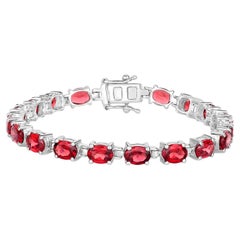Garnet Tennis Bracelet 15.2 Carats Sterling Silver