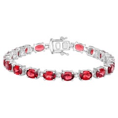 Garnet Tennis Bracelet 15.2 Carats Sterling Silver
