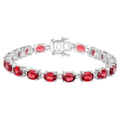 Garnet Tennis Bracelet 15.2 Carats Sterling Silver
