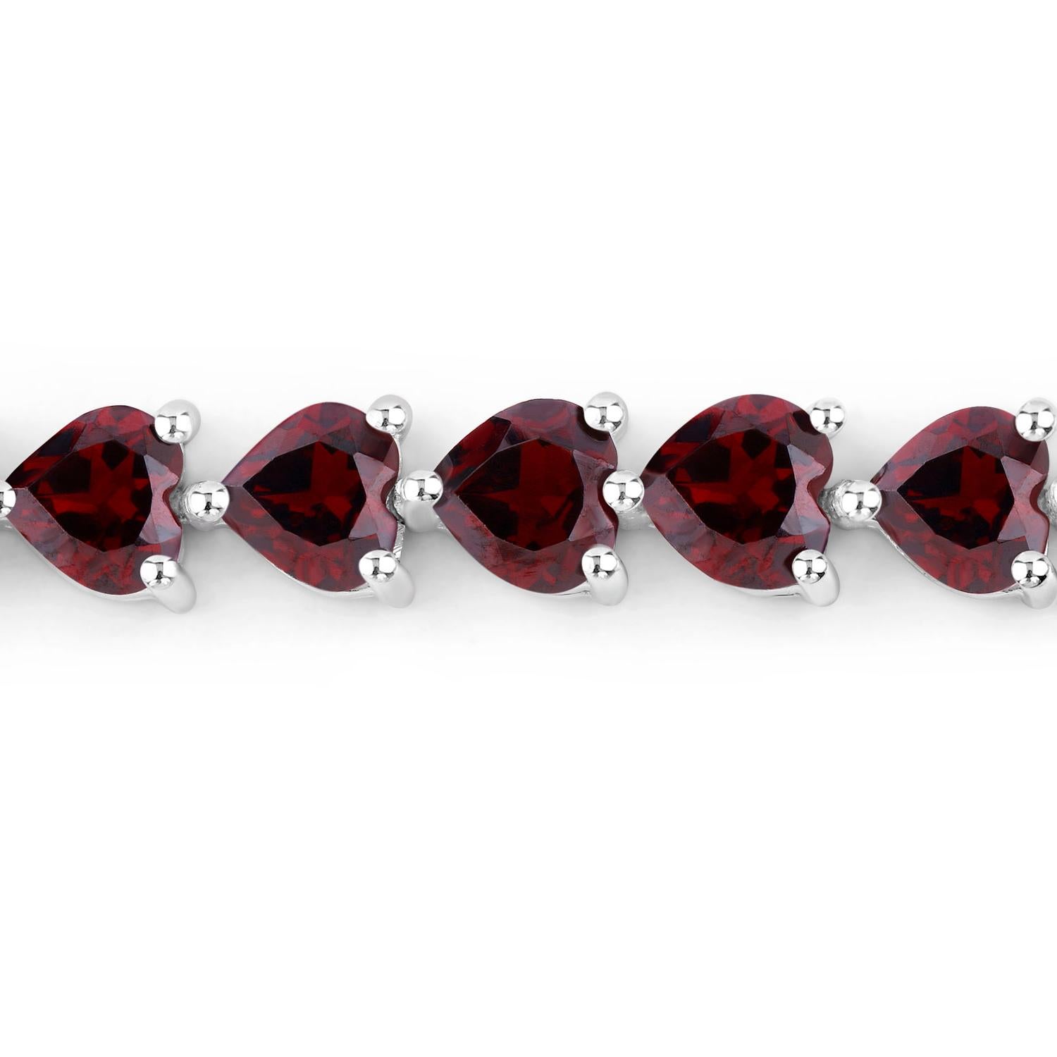 Taille cœur Bracelet tennis en argent sterling 15.4 carats en vente