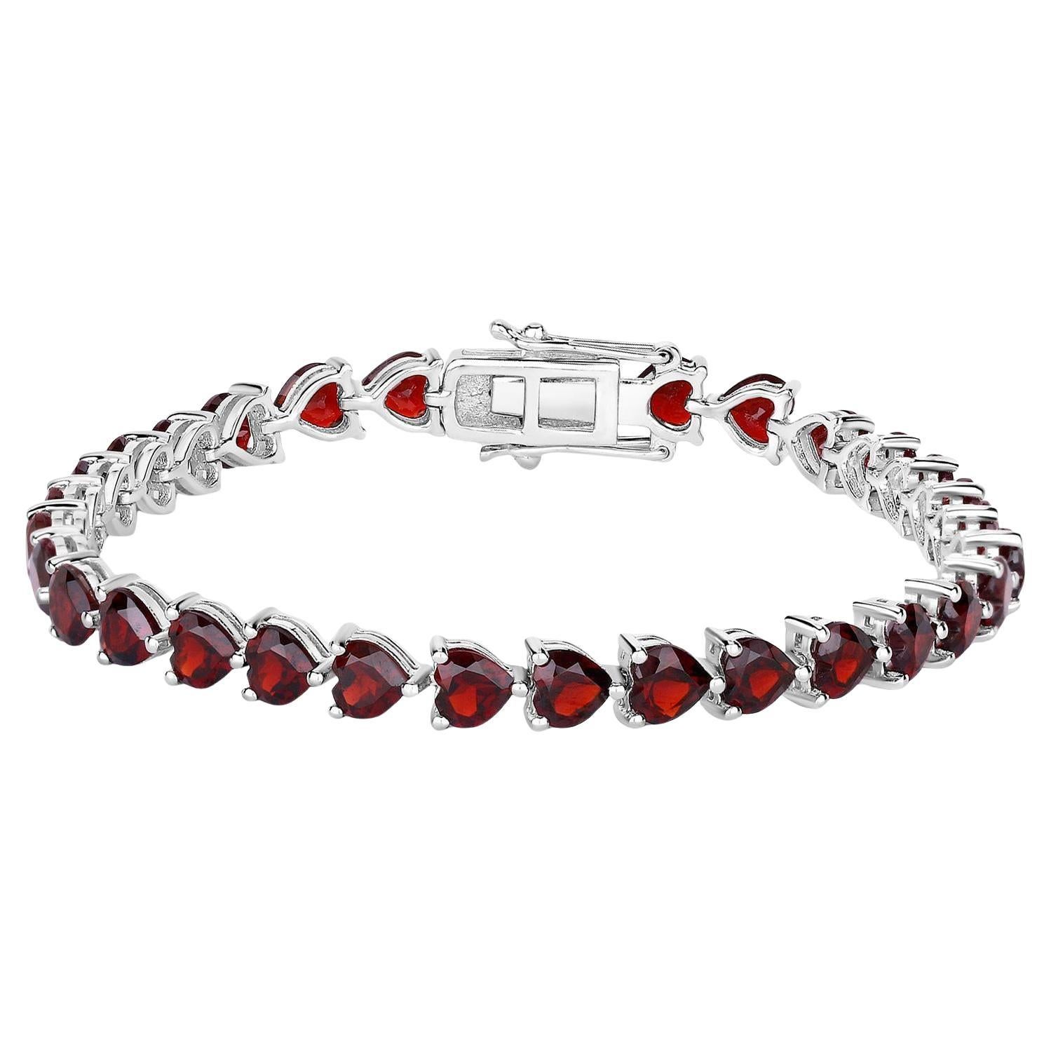 Garnet Tennis Bracelet 15.4 Carats Sterling Silver