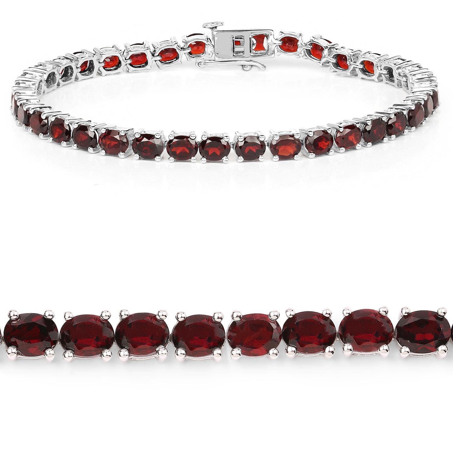 Pulsera de Tenis Granate 17.9 Quilates Plata de Ley Contemporáneo en venta