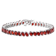 Bracciale tennis con granato 21.4 carati in argento placcato in rodio