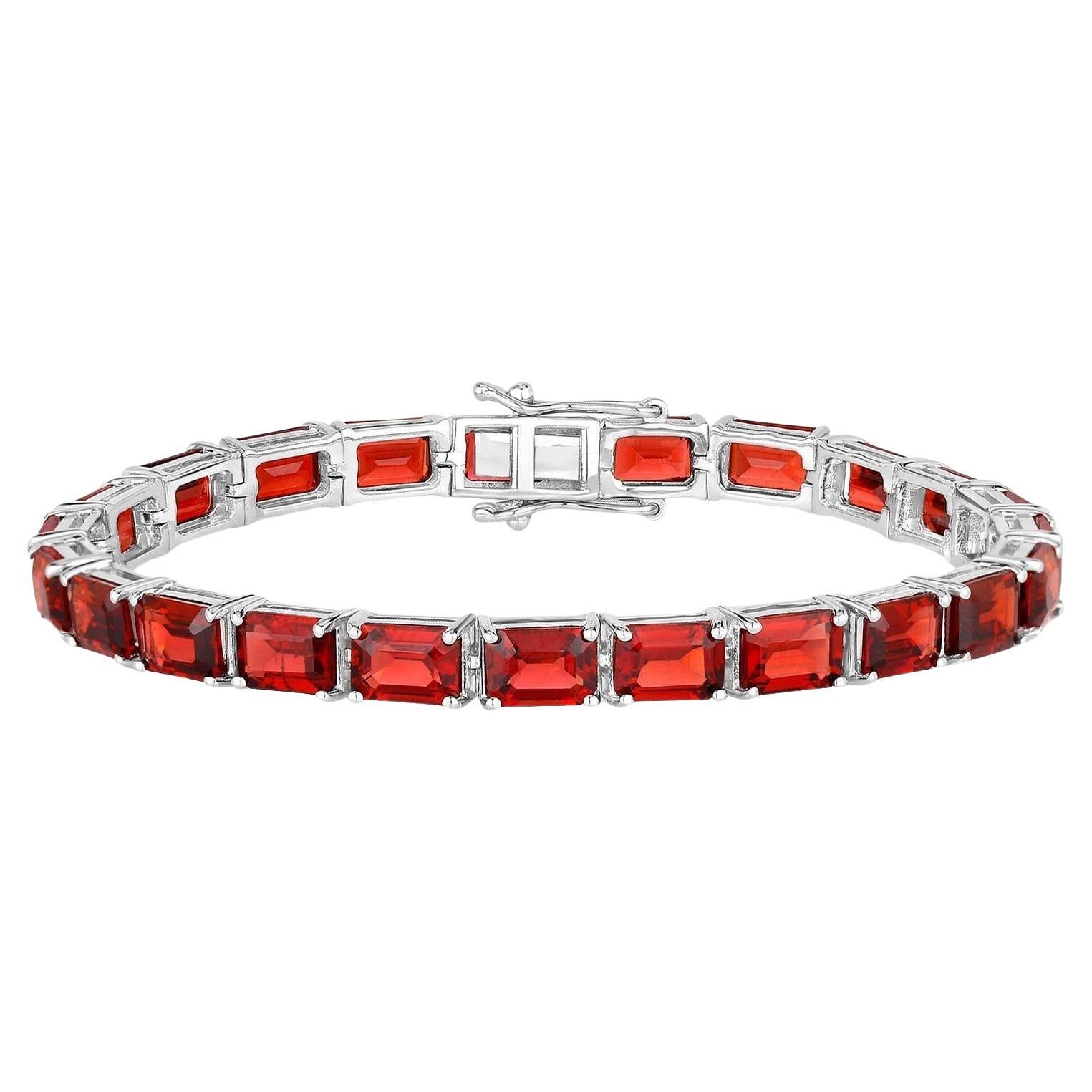 Granat-Tennisarmband 27 Karat Rhodium-Platin-Sterlingsilber