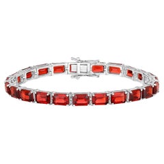 Pulsera de tenis granate 27 quilates Plata de Ley rodiada