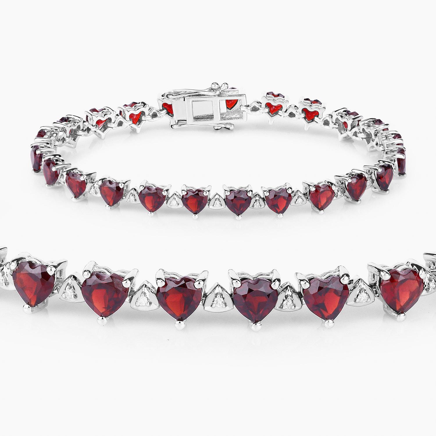 Granat Tennisarmband Diamant Links 11,6 Karat Sterling Silber (Zeitgenössisch) im Angebot
