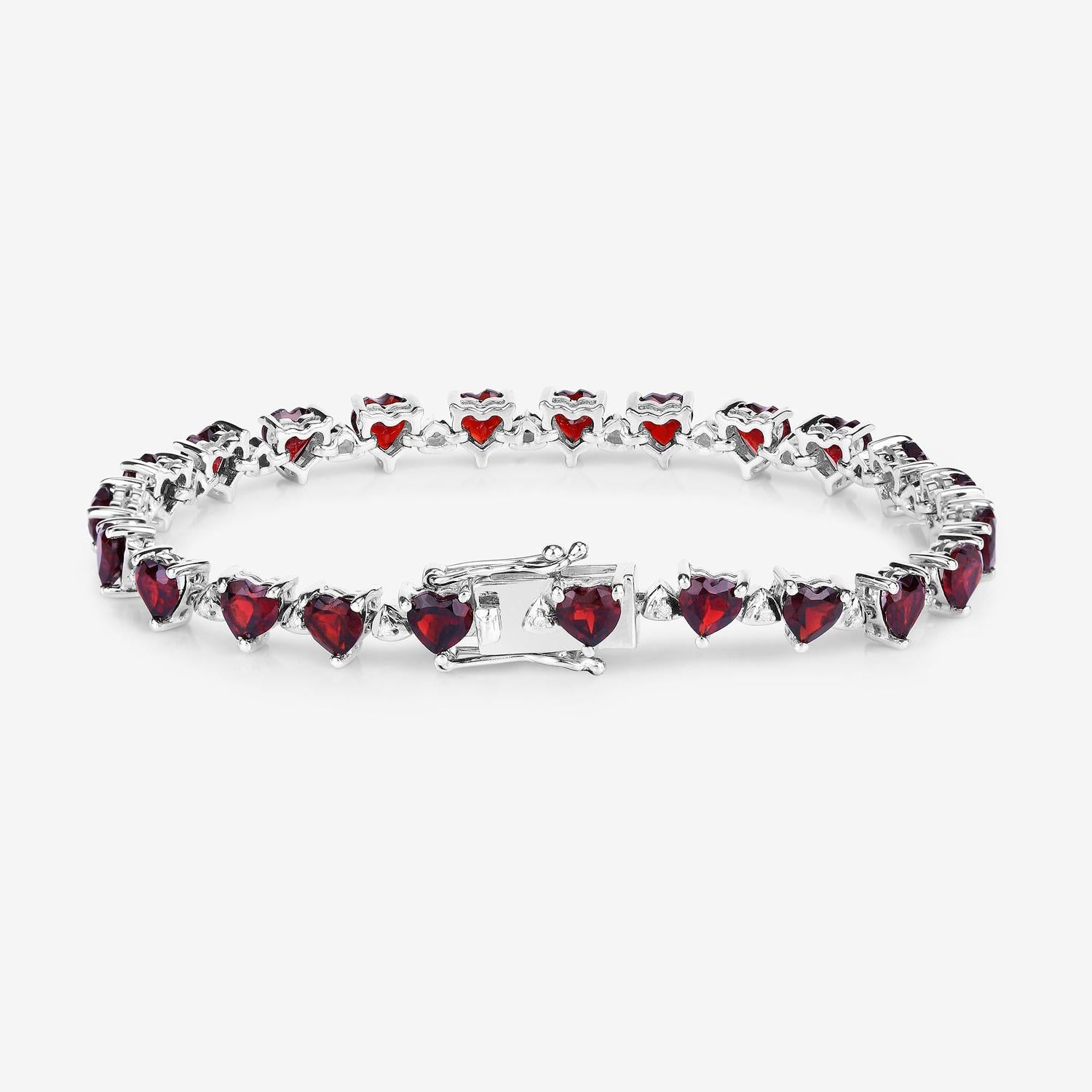 Granat Tennisarmband Diamant Links 11,6 Karat Sterling Silber im Zustand „Hervorragend“ im Angebot in Aliso Viejo, CA
