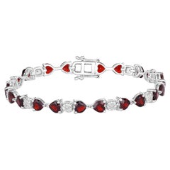 Garnet Tennis Bracelet Diamonds 11 Carats Silver