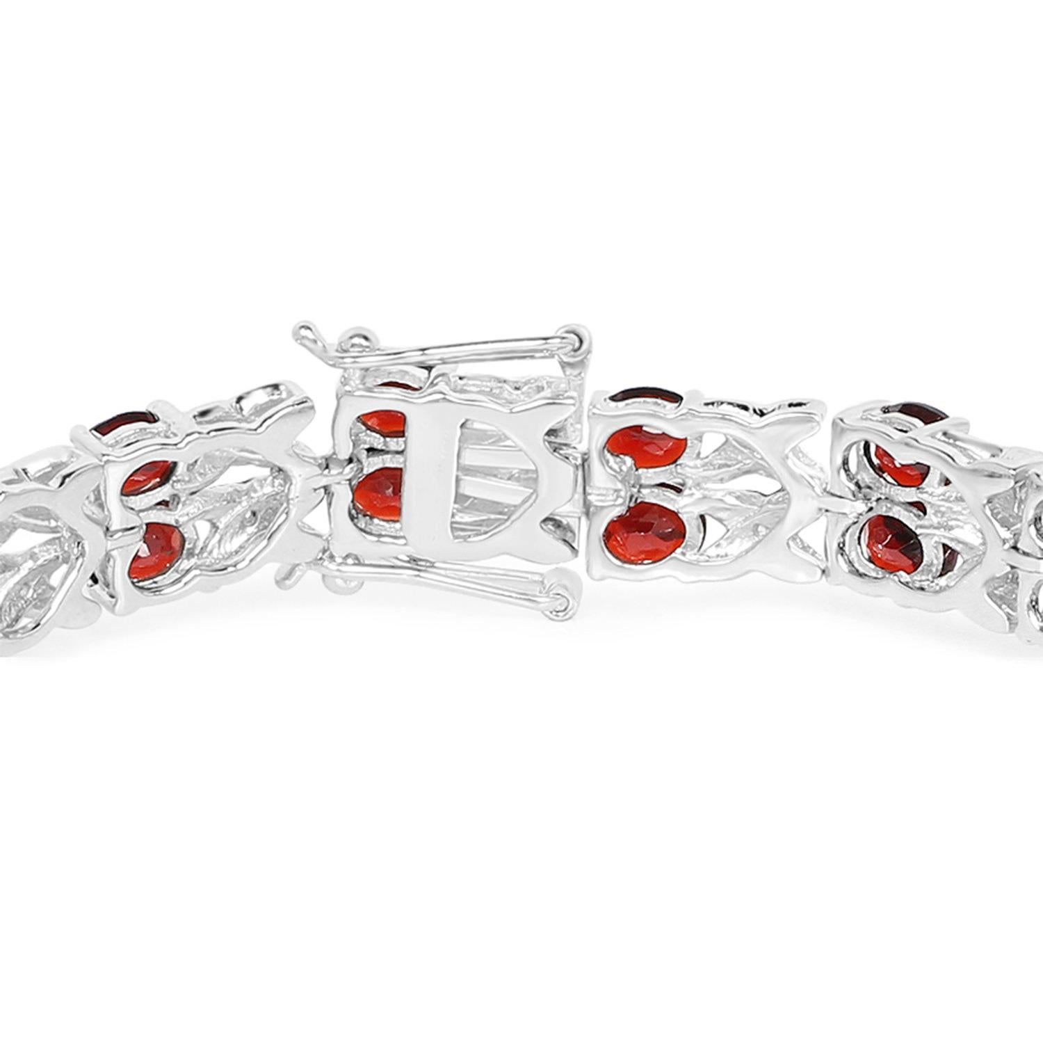 Taglio ovale Bracciale Tennis Granato Topazio Bianco 18,3 Carati A. Silver in vendita