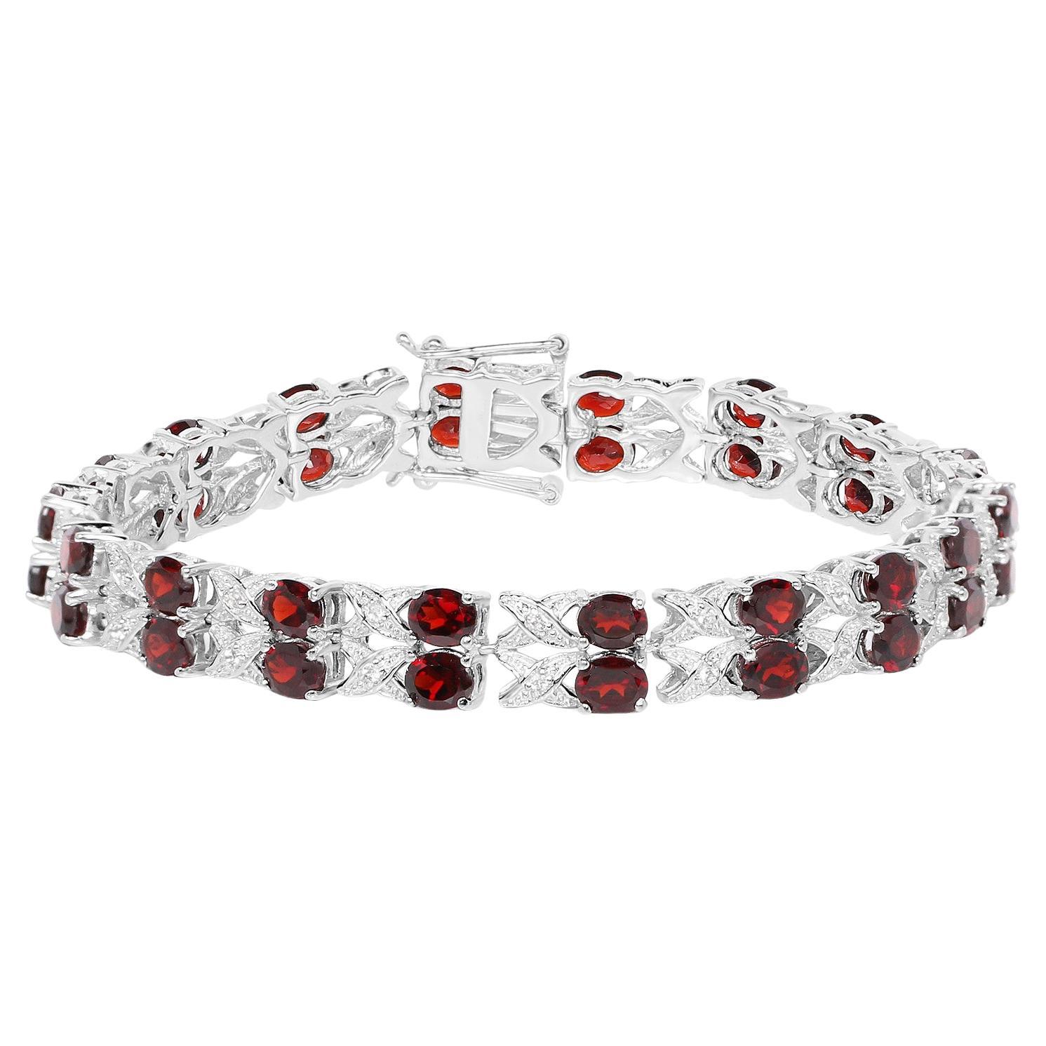Bracciale Tennis Granato Topazio Bianco 18,3 Carati A. Silver