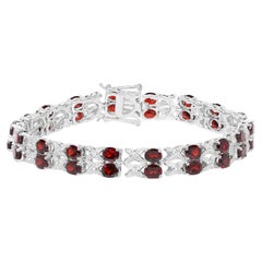 Granat-Tennis-Armband Weißer Topas 18,3 Karat Sterling Silber