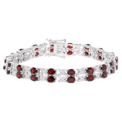 Granat-Tennis-Armband Weißer Topas 18,3 Karat Sterling Silber