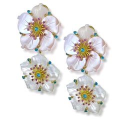 Garnet Topaz Mother of Pearl Gold Earrings as Seen on Gwyneth Paltrow