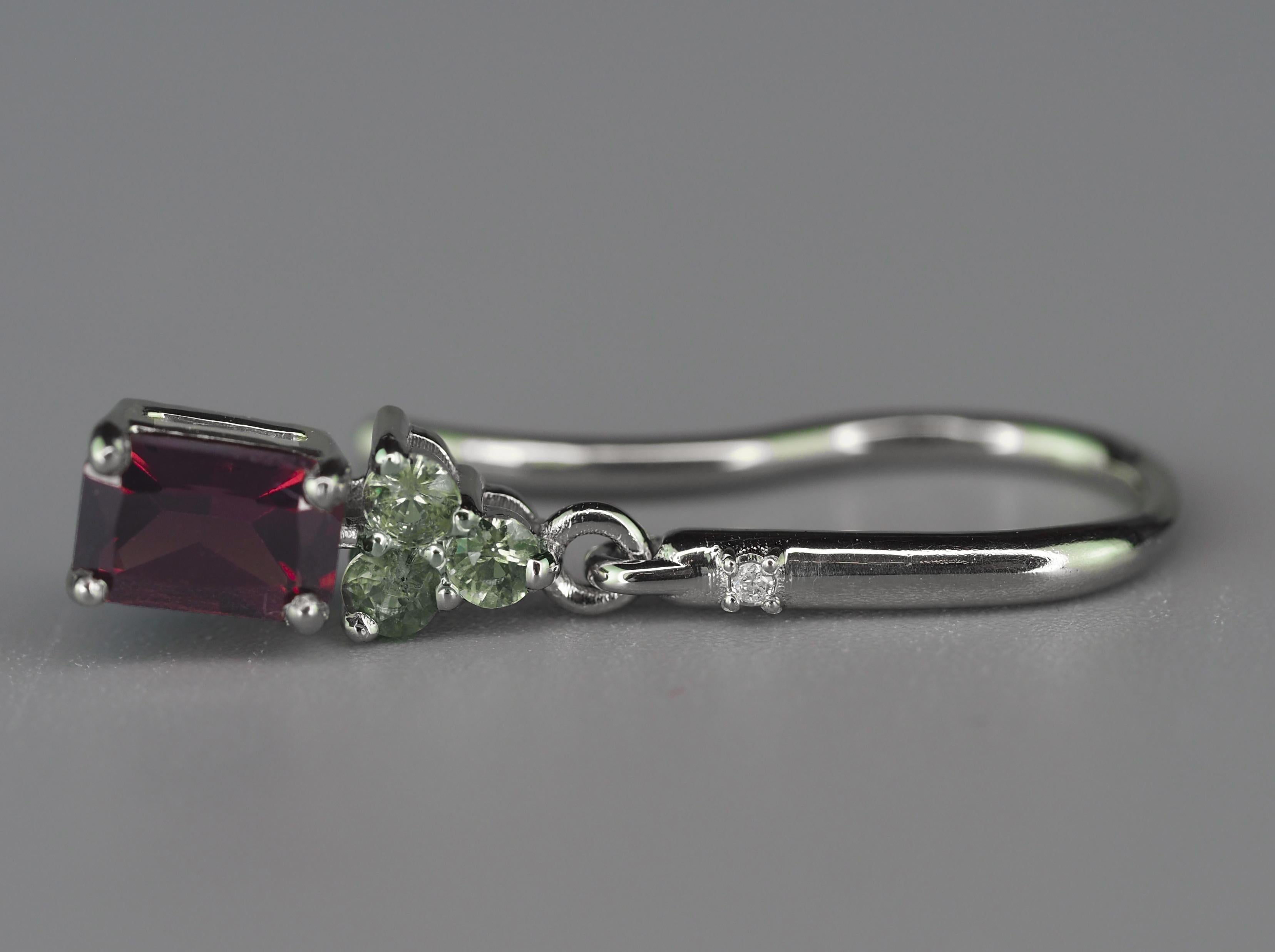 Women's Garnet, tourmaline 14k gold earrings For Sale
