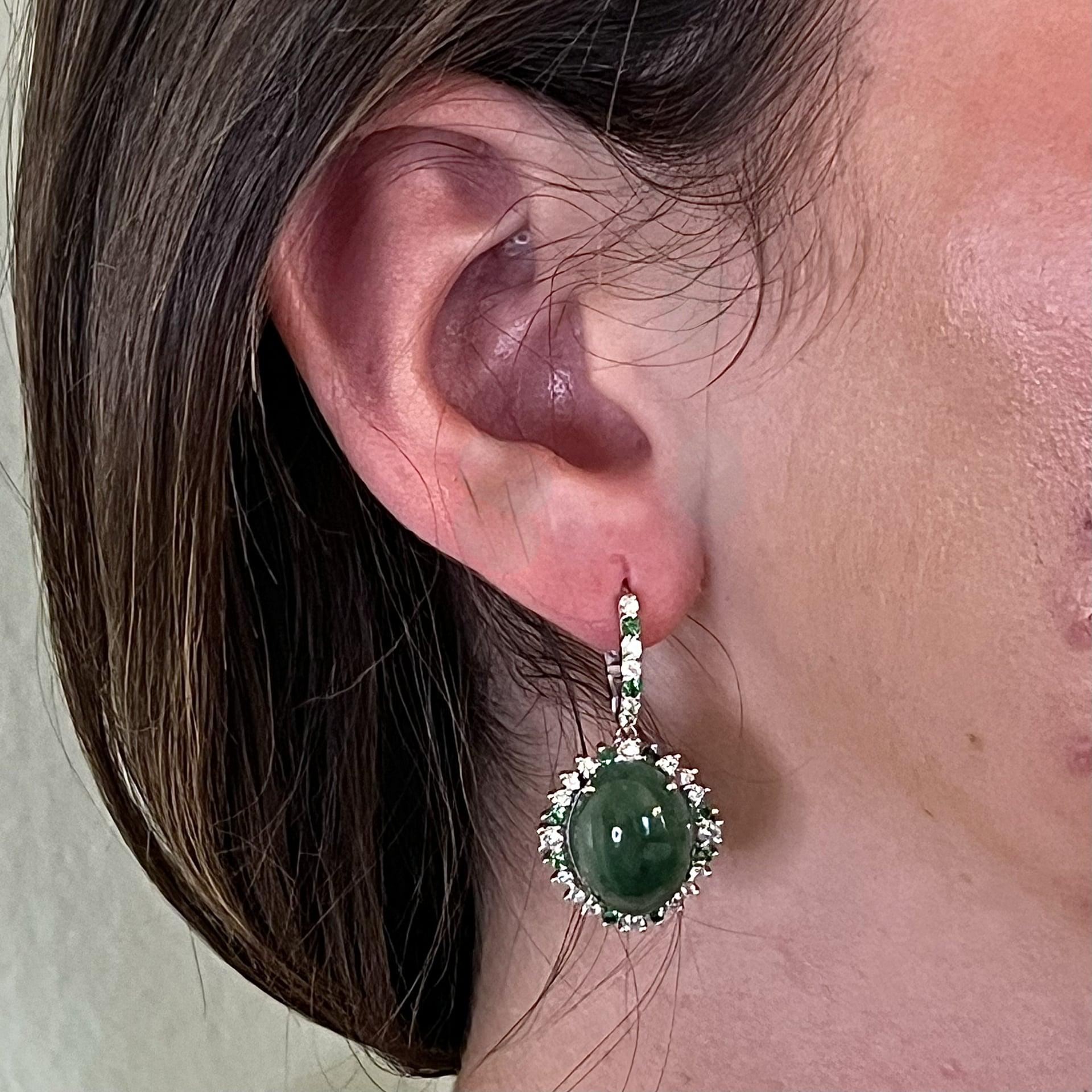 Orecchini con granato, tsavorite e diamanti 14k WG 22,44 TCW certificati In condizioni Nuovo in vendita a Brooklyn, NY