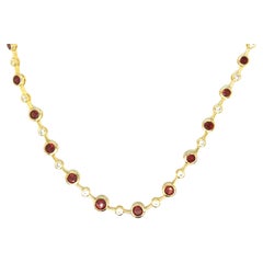 Garnet with White Sapphire Necklace in Yellow Plated Sterling Silver