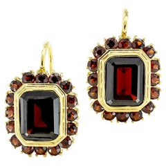 Garnet Yellow Gold Cluster Earrings