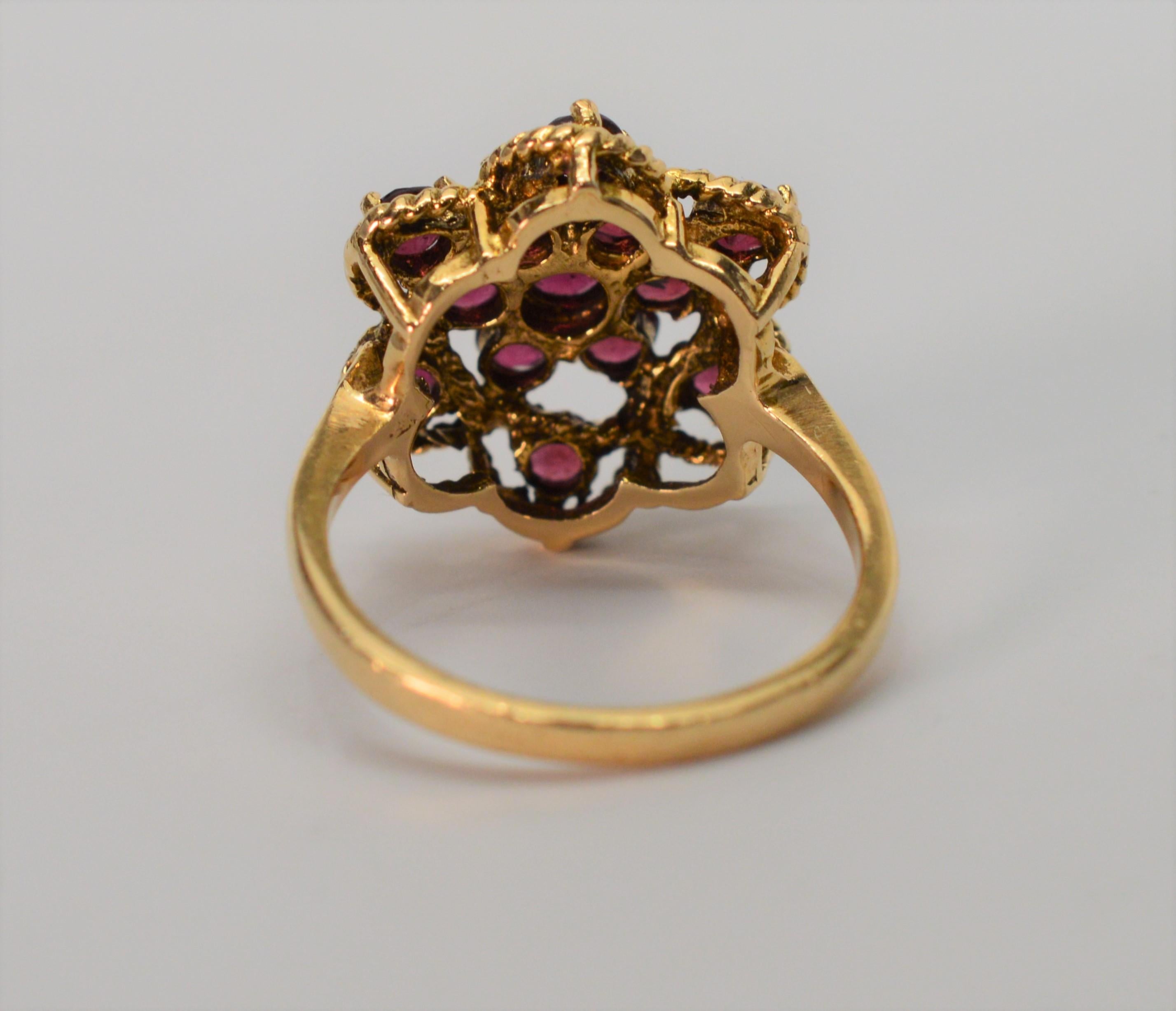 Women's Garnet and Yellow Gold Floral Burst Cocktail Ring