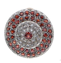 Garnets, Diamonds, Rose Gold and Silver Earrings