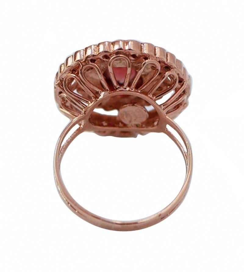 Garnets, Diamonds, Rose Gold and Silver Ring. (Retro) im Angebot