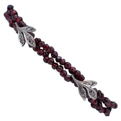 Garnets, Diamonds, Silver Bracelet