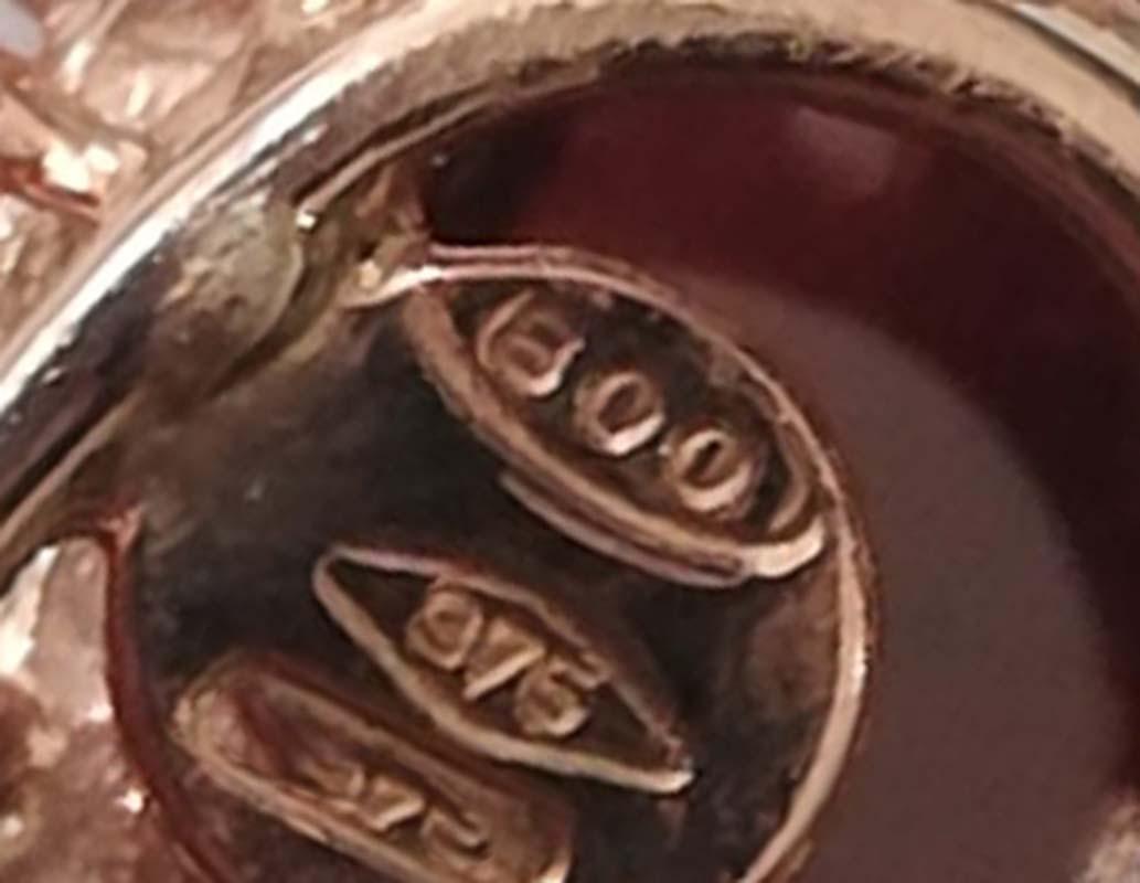 Collana con granati, diamanti, spinello, oro rosa e argento. in vendita 1