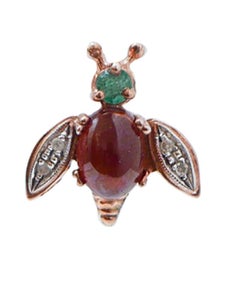 Garnets, Emeralds, Diamonds, Rose Gold and Silver Fly Earrings.